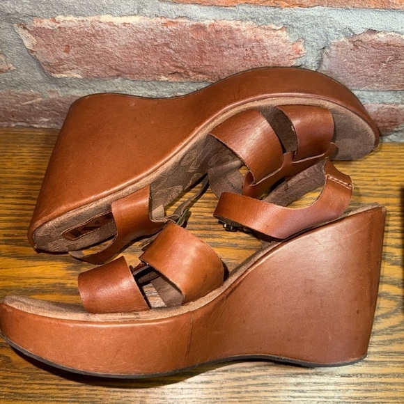 Kork-Ease Korks Size 10/42 Della Wedge Sandals Brown Leather Chunky Platform - Picture 5 of 12